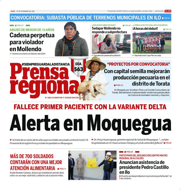 La Prensa Regional – Jueves 30 de Setiembre del 2021