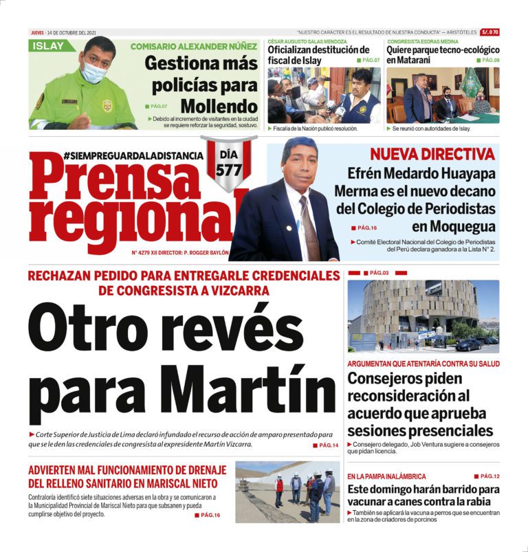 La Prensa Regional – Jueves 14 de Octubre del 2021