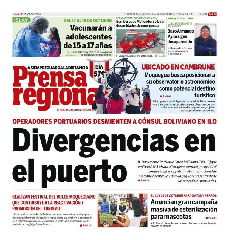 La Prensa Regional – Sábado 16 de Octubre del 2021