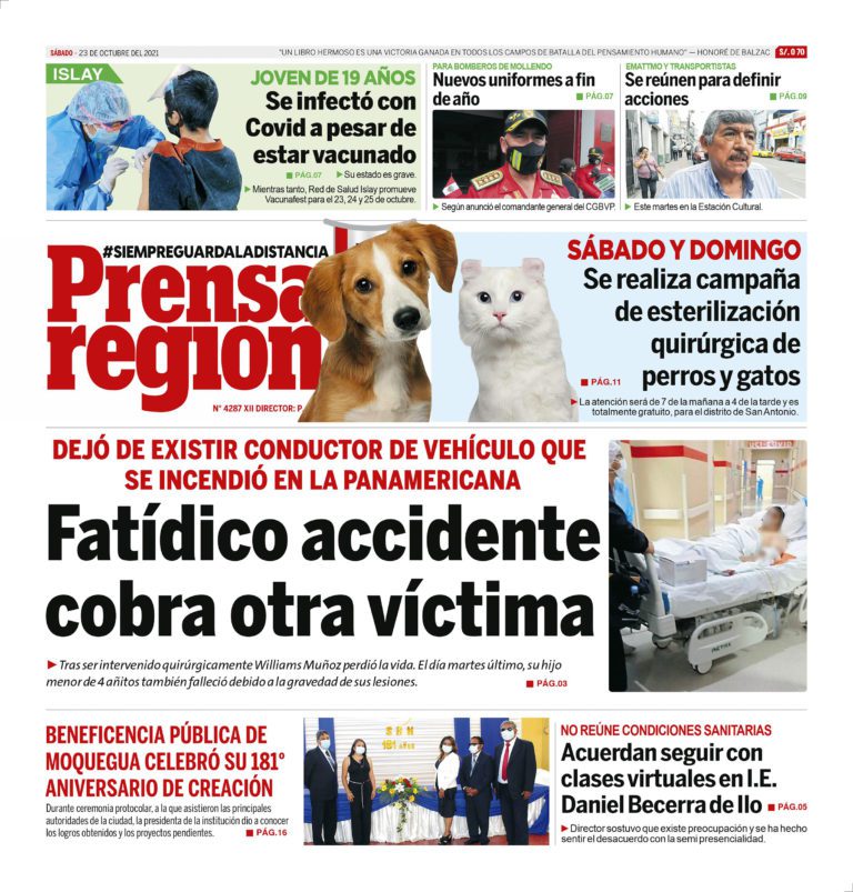 La Prensa Regional – Sábado 23 de Octubre del 2021