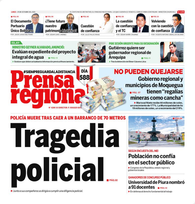 La Prensa Regional – Lunes 25 de Octubre del 2021