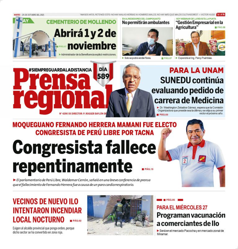 La Prensa Regional – Martes 26 de Octubre del 2021