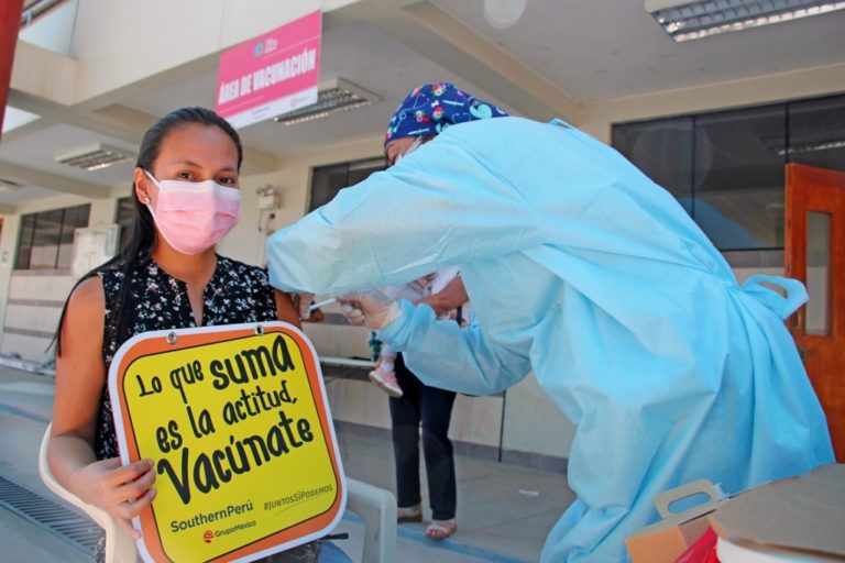Vacunación contra el covid-19 alcanza 94% de avance en 5 regiones donde apoya Southern Perú