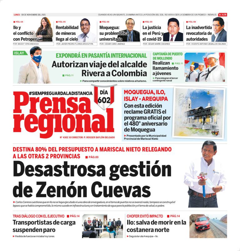 La Prensa Regional – Lunes 08 de Noviembre del 2021