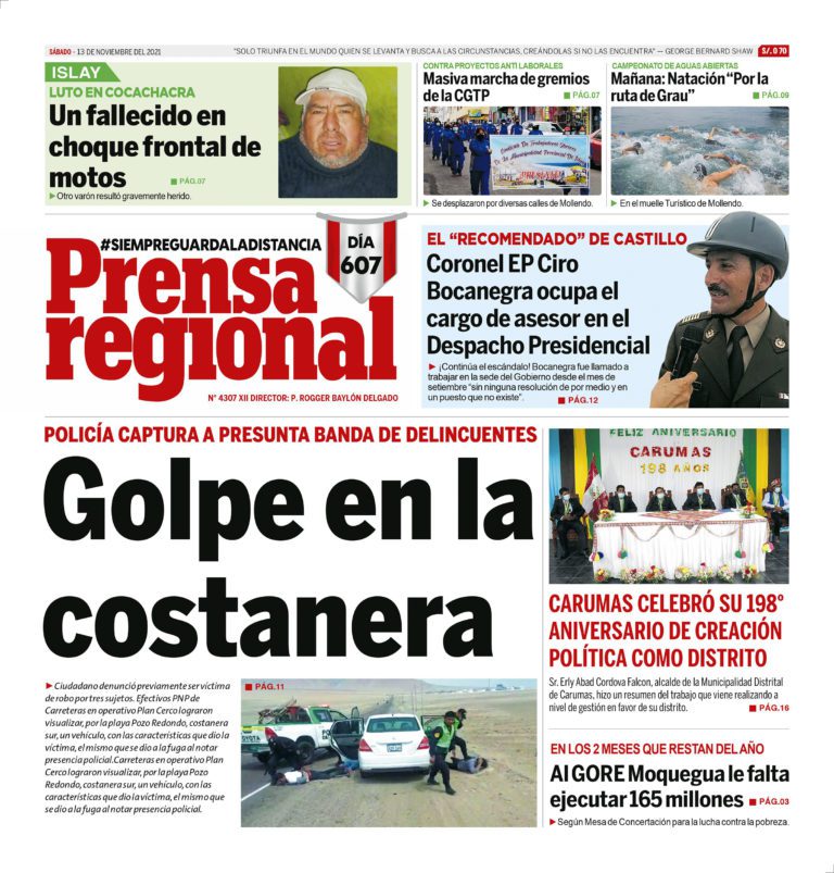 La Prensa Regional – Sábado 13 de Noviembre del 2021