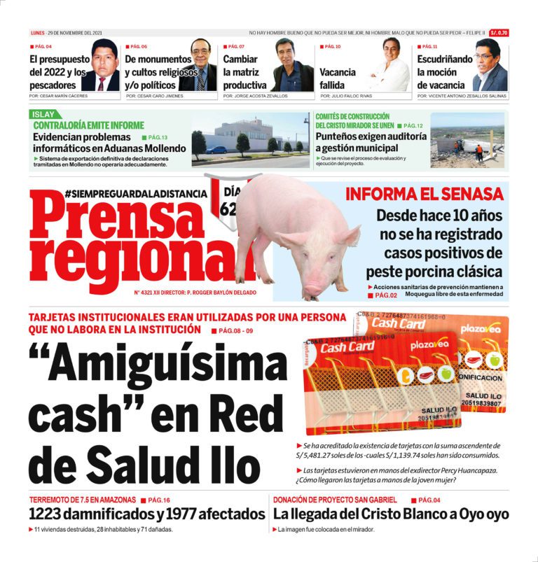 La Prensa Regional – Lunes 29 de Noviembre del 2021