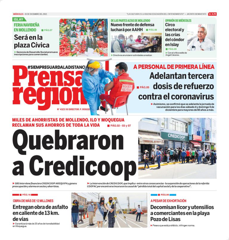 La Prensa Regional – Miercoles 01 de Diciembre del 2021