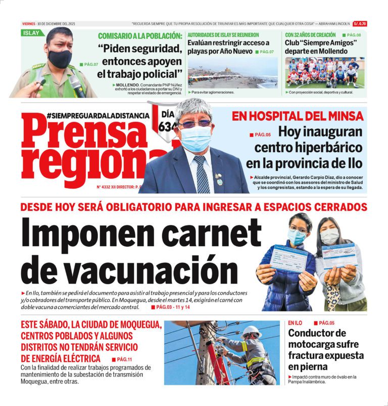 La Prensa Regional – Viernes 10 de Diciembre del 2021