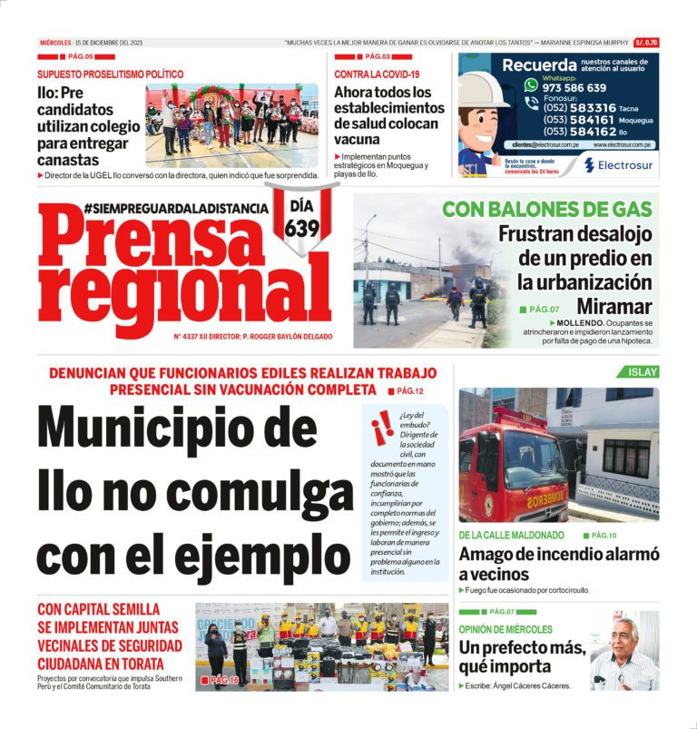 La Prensa Regional – Miércoles 15 de Diciembre del 2021