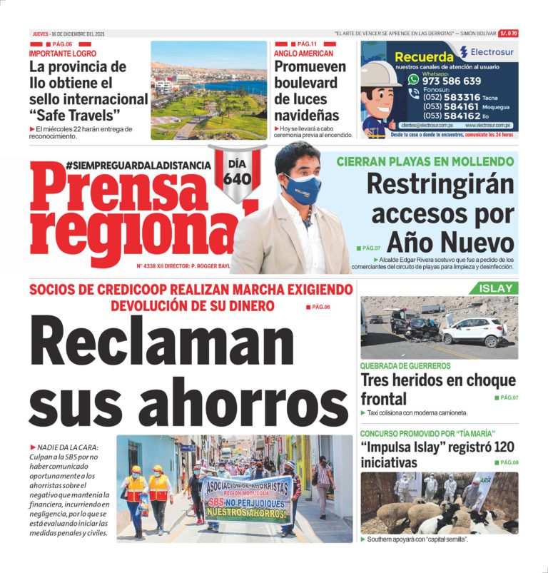 La Prensa Regional – Jueves 16 de Diciembre del 2021