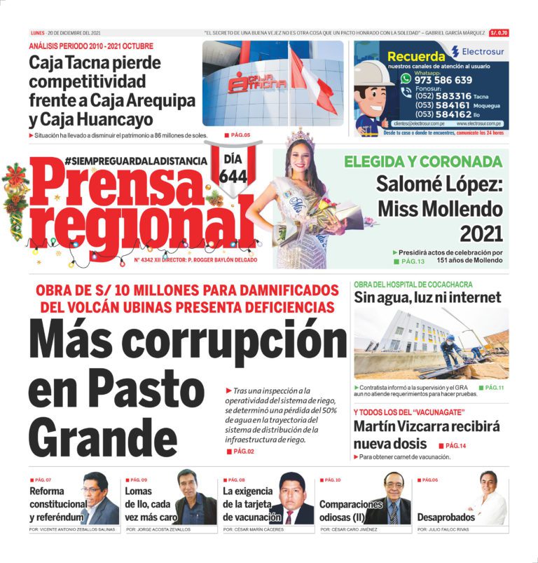 La Prensa Regional – Lunes 20 de Diciembre del 2021