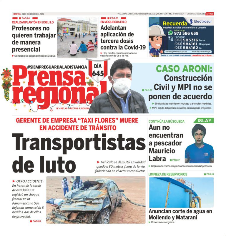 La Prensa Regional – Martes 21 de Diciembre del 2021