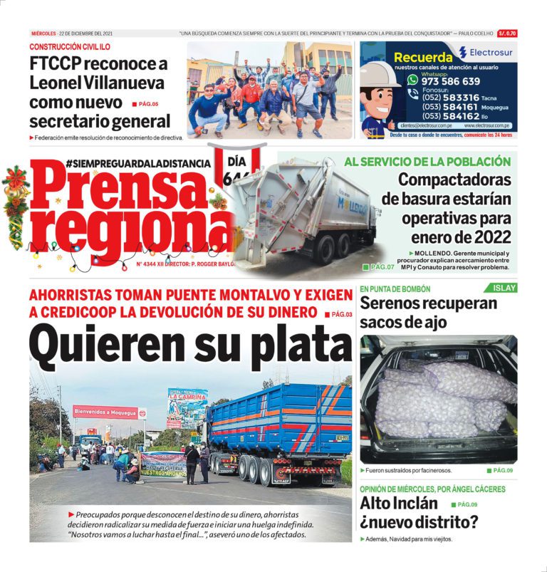 La Prensa Regional – Miercoles 22 de Diciembre del 2021