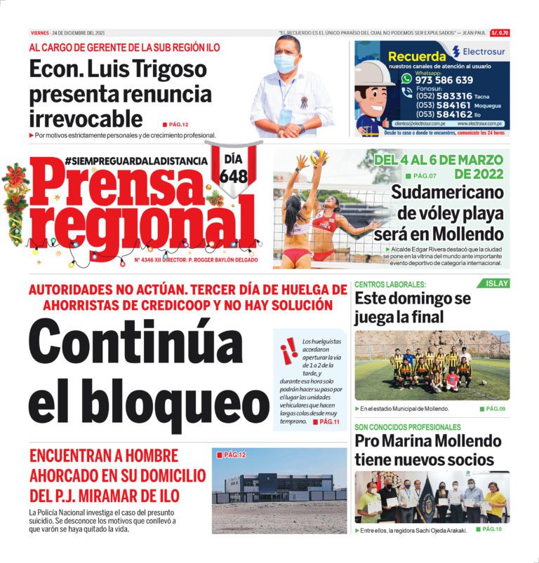 La Prensa Regional – Viernes 24 de Diciembre del 2021