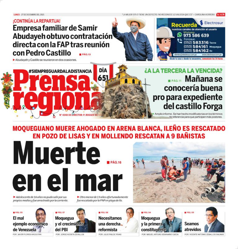 La Prensa Regional – Lunes 27 de Diciembre del 2021