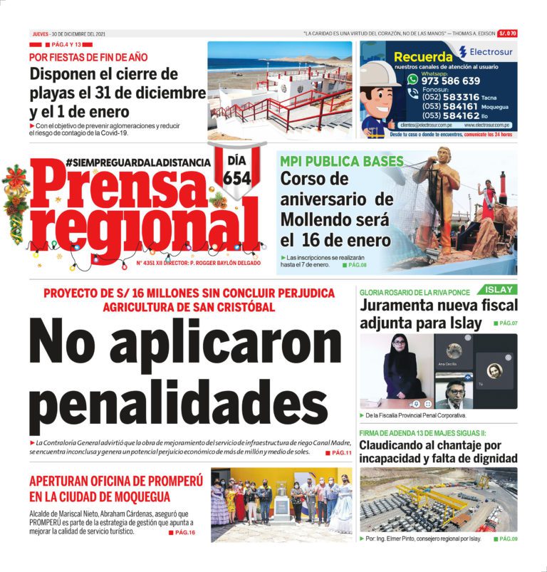 La Prensa Regional – Jueves 30 de Diciembre del 2021