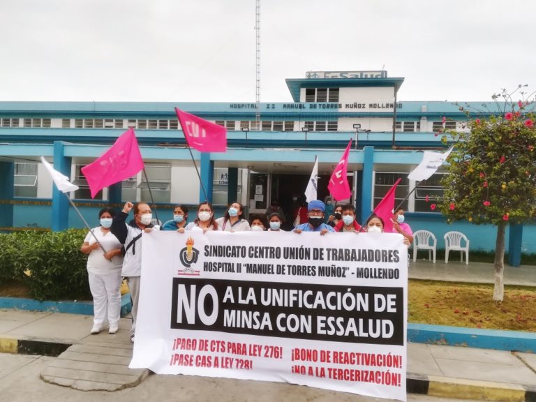 Sindicalistas del CUT Mollendo rechazan unificación de EsSalud con Minsa