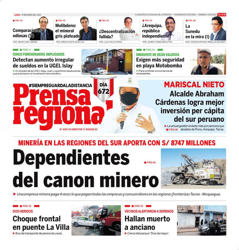 La Prensa Regional – Lunes 17 de enero de 2022
