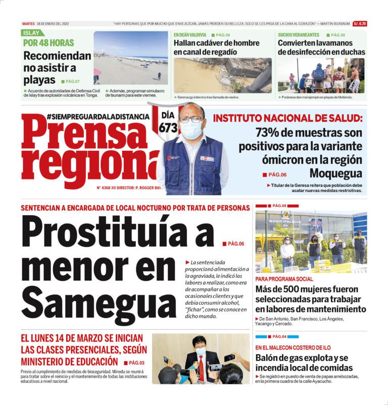 La Prensa Regional – Martes 18 de enero de 2022