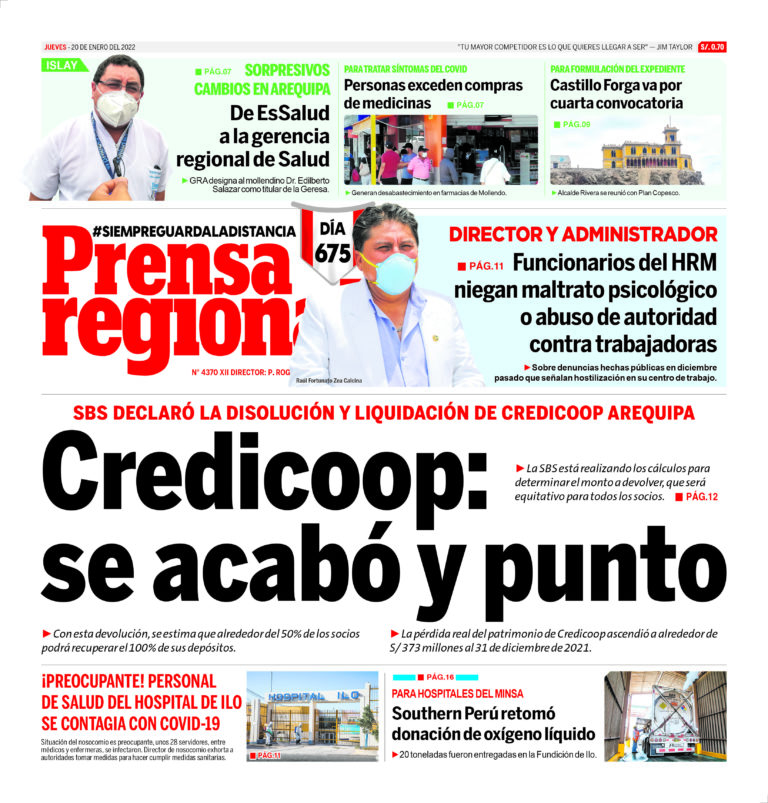 La Prensa Regional – Jueves 20 de enero de 2022