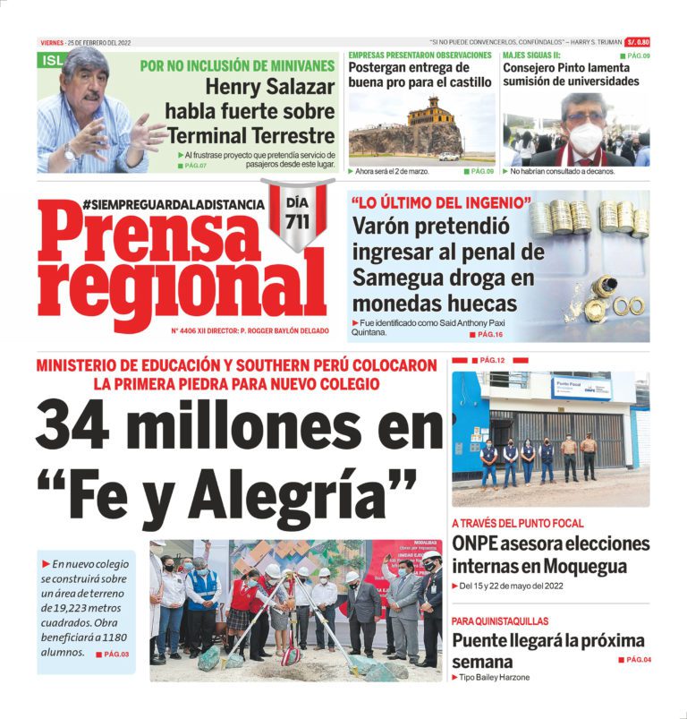 La Prensa Regional – Viernes 25 de febrero de 2022