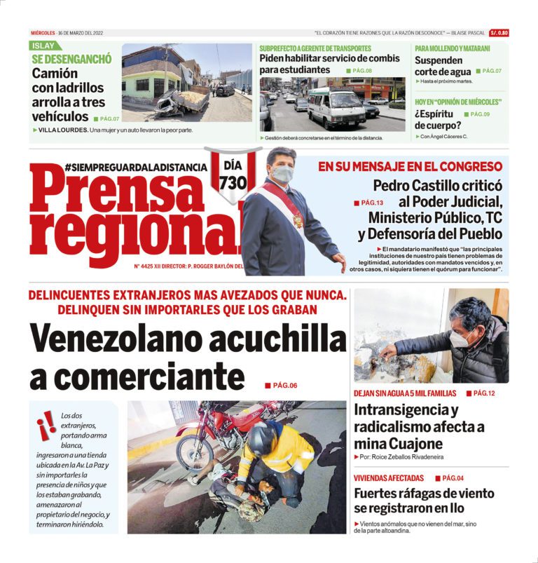 La Prensa Regional – Miércoles 16 de marzo de 2022