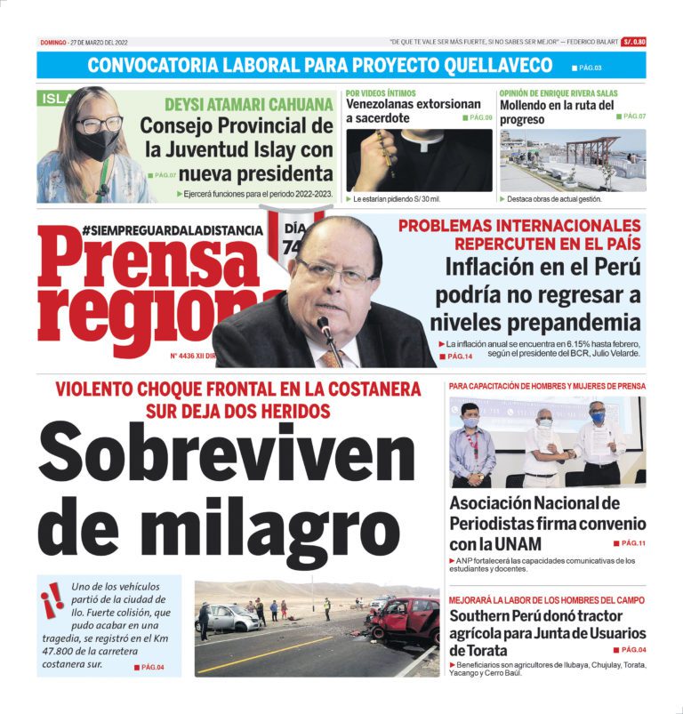 La Prensa Regional – Domingo 27 de marzo de 2022