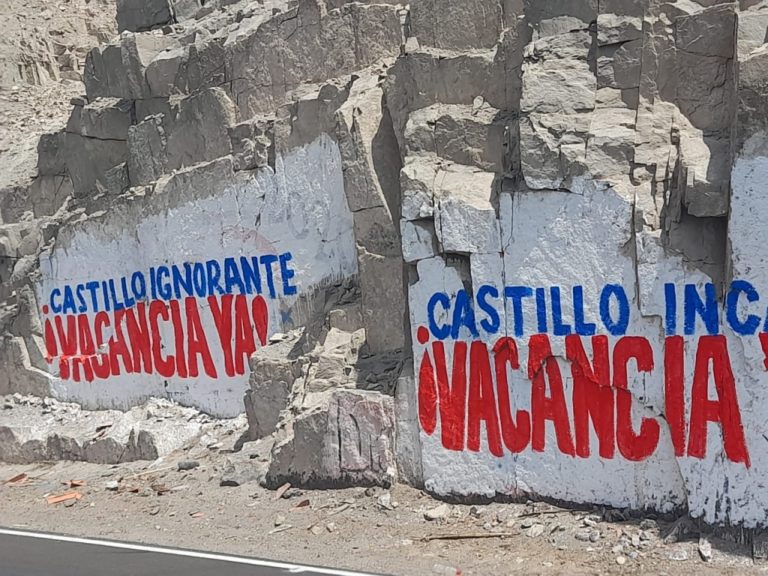 “¡Vacancia ya!”: Aparecen pintas contra presidente Pedro Castillo en Cocachacra