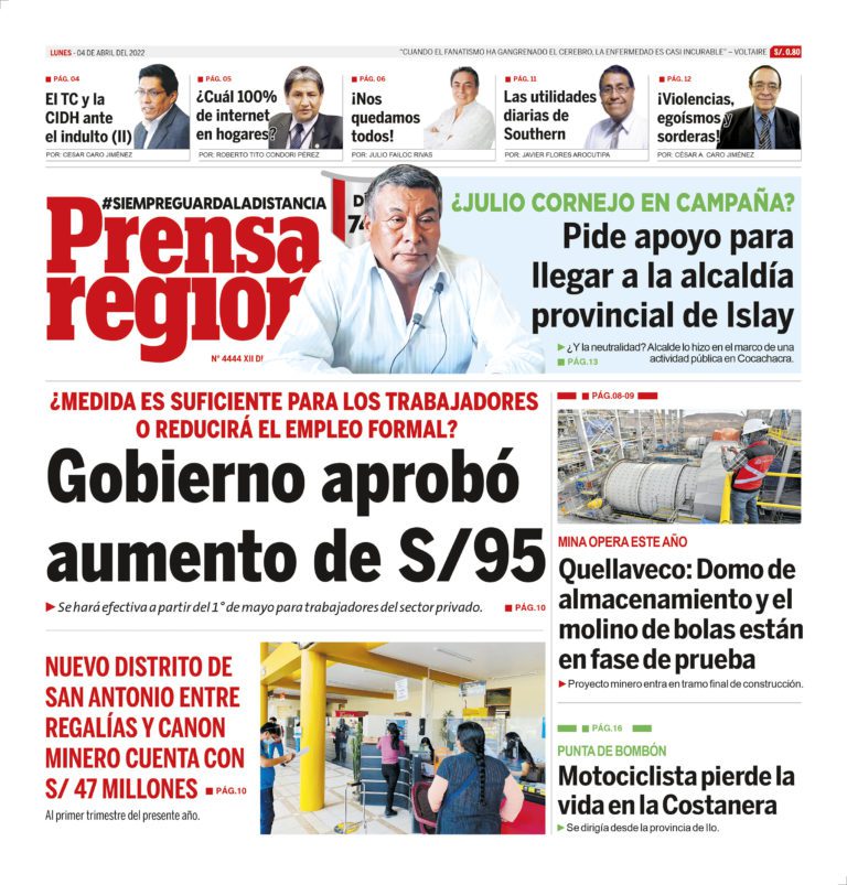 La Prensa Regional – Lunes 4 de abril de 2022