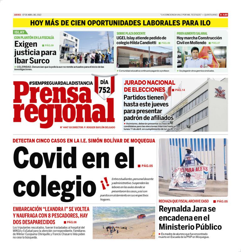 La Prensa Regional – Jueves 7 de abril de 2022