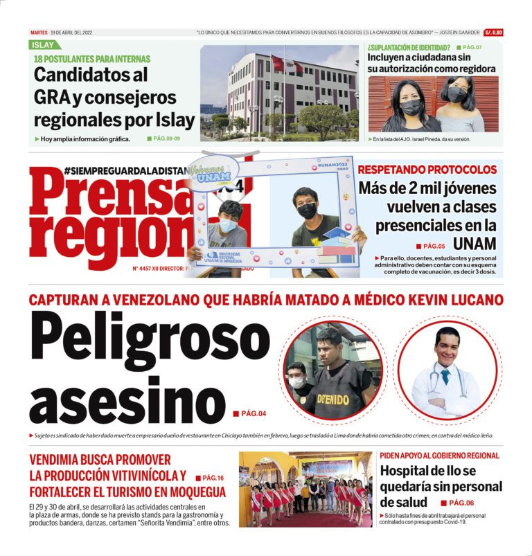 La Prensa Regional – Martes 19 de abril de 2022