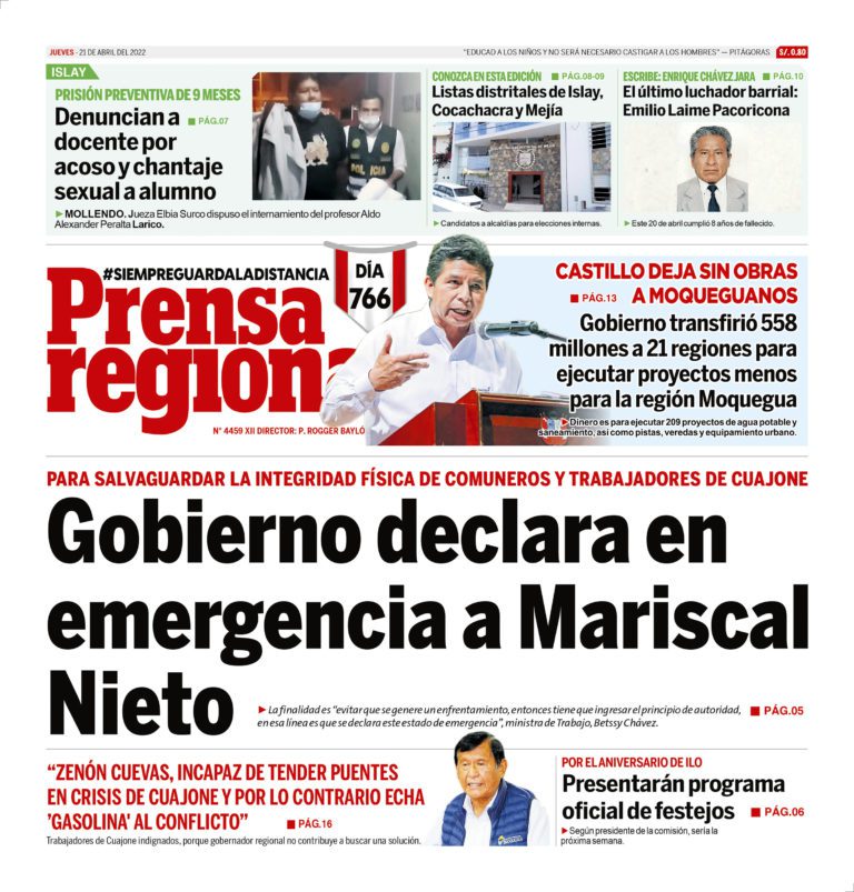 La Prensa Regional – Jueves 21 de abril de 2022