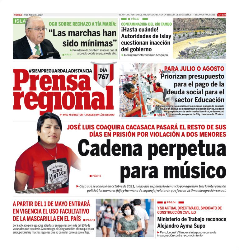 La Prensa Regional – Viernes 22 de abril de 2022