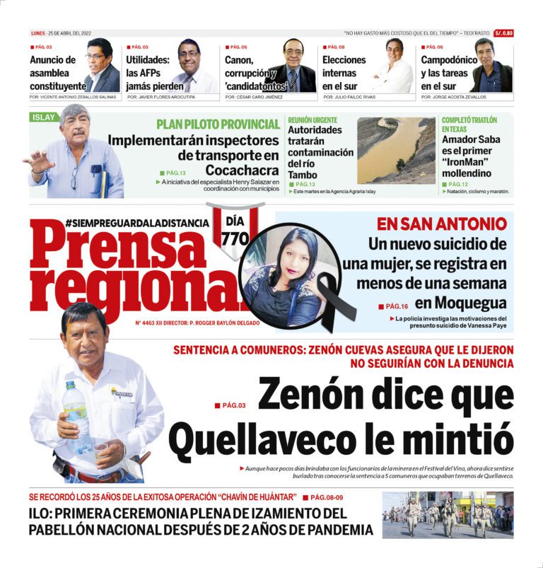 La Prensa Regional – Lunes 25 de abril de 2022