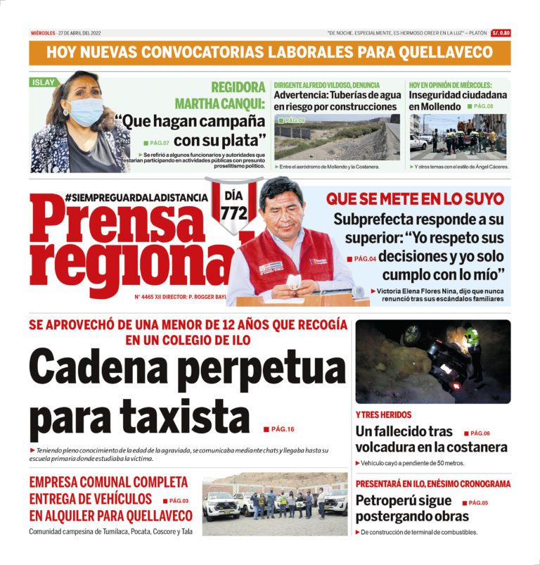 La Prensa Regional – Miércoles 27 de abril de 2022