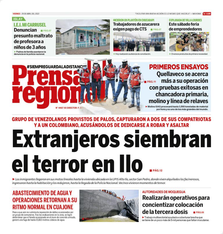 La Prensa Regional – Viernes 29 de abril de 2022