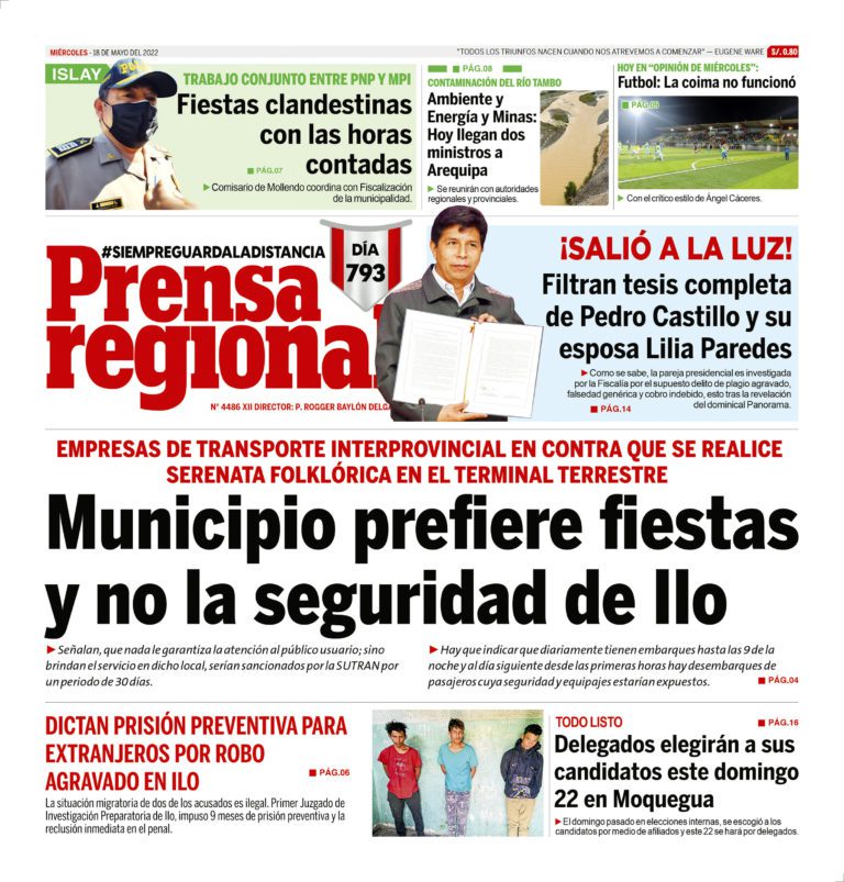 La Prensa Regional – Miércoles 18 de mayo de 2022