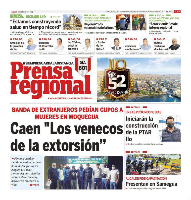 La Prensa Regional – Jueves 26 de mayo de 2022