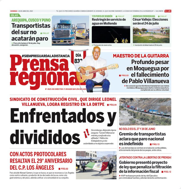 La Prensa Regional –Domingo 26 de junio de 2022
