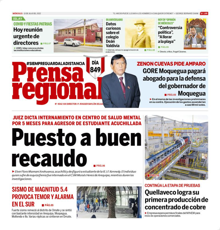 La Prensa Regional – Miércoles 13 de julio de 2022