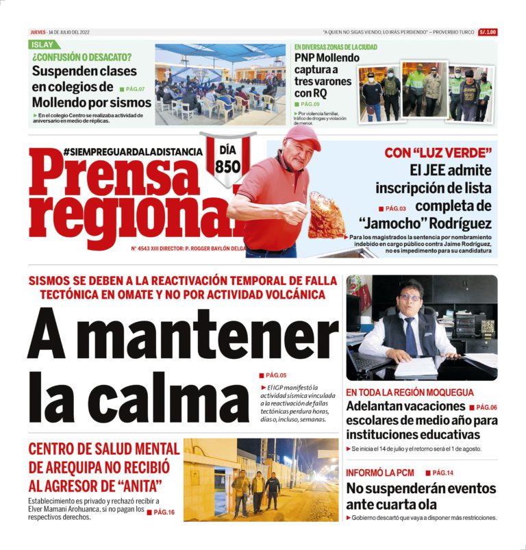 La Prensa Regional – Jueves 14 de julio de 2022
