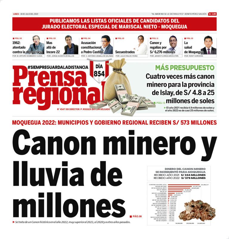 La Prensa Regional – Lunes 18 de julio de 2022