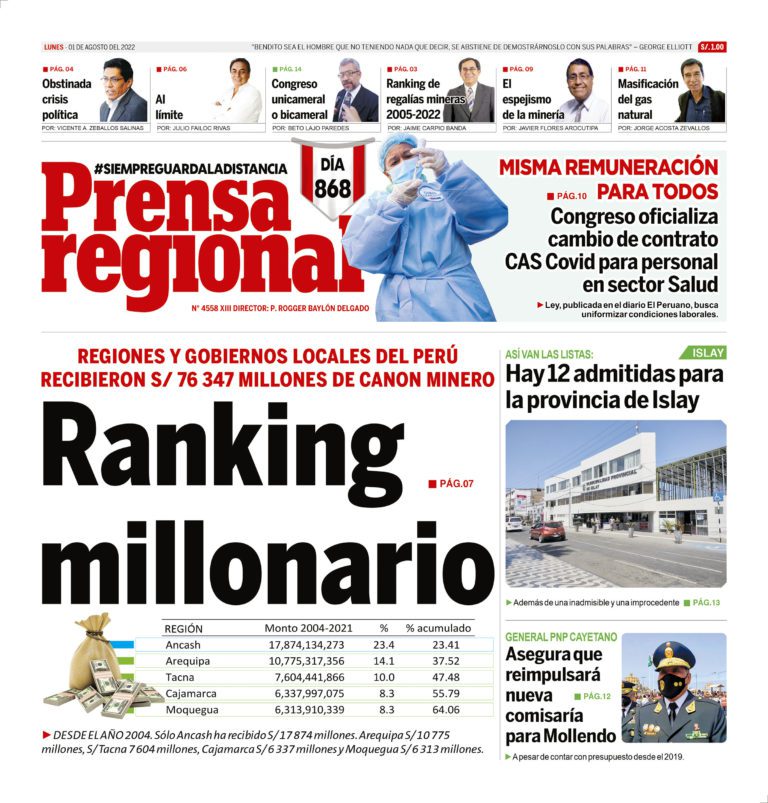 La Prensa Regional – Lunes 01 de agosto de 2022