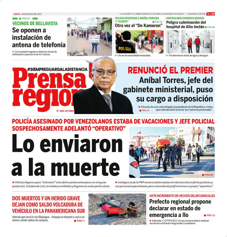 La Prensa Regional – Jueves 04 de agosto de 2022