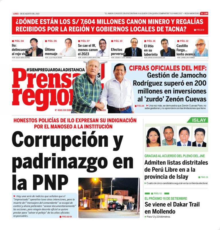 La Prensa Regional – Lunes 08 de agosto de 2022
