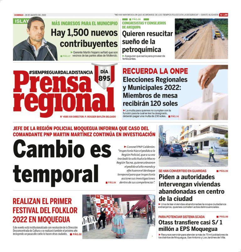 La Prensa Regional – Domingo 28 de agosto de 2022