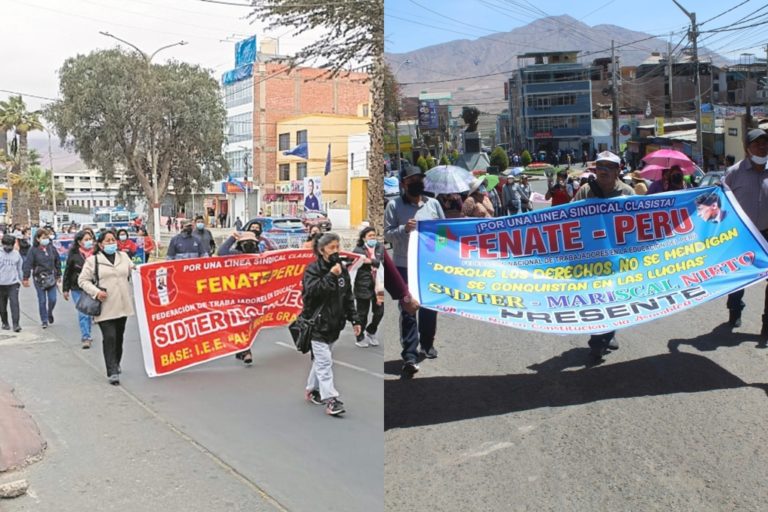 Afiliados al SIDTER Mariscal Nieto e Ilo realizaron marcha de protesta 