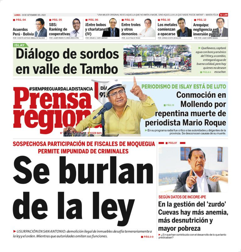 La Prensa Regional – Lunes 19 de setiembre de 2022