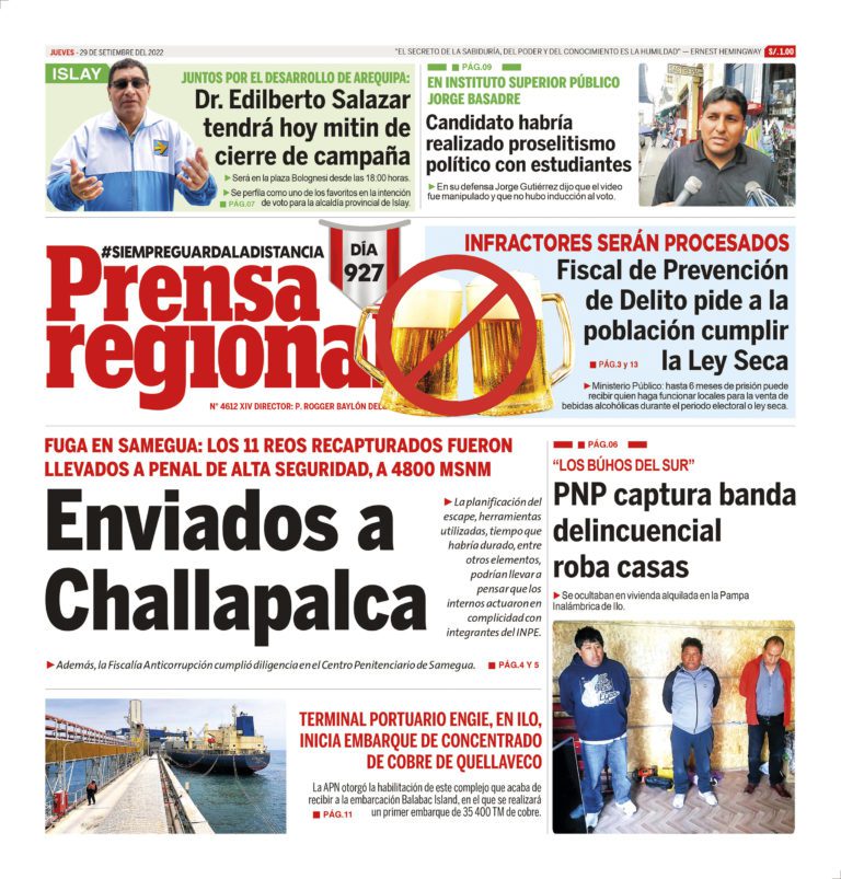 La Prensa Regional – Jueves 29 de setiembre de 2022