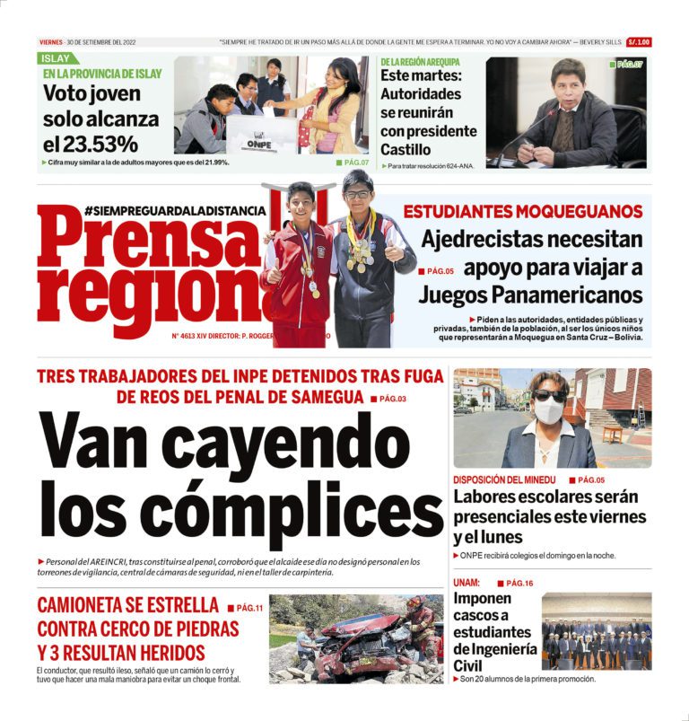 La Prensa Regional – Viernes 30 de setiembre de 2022